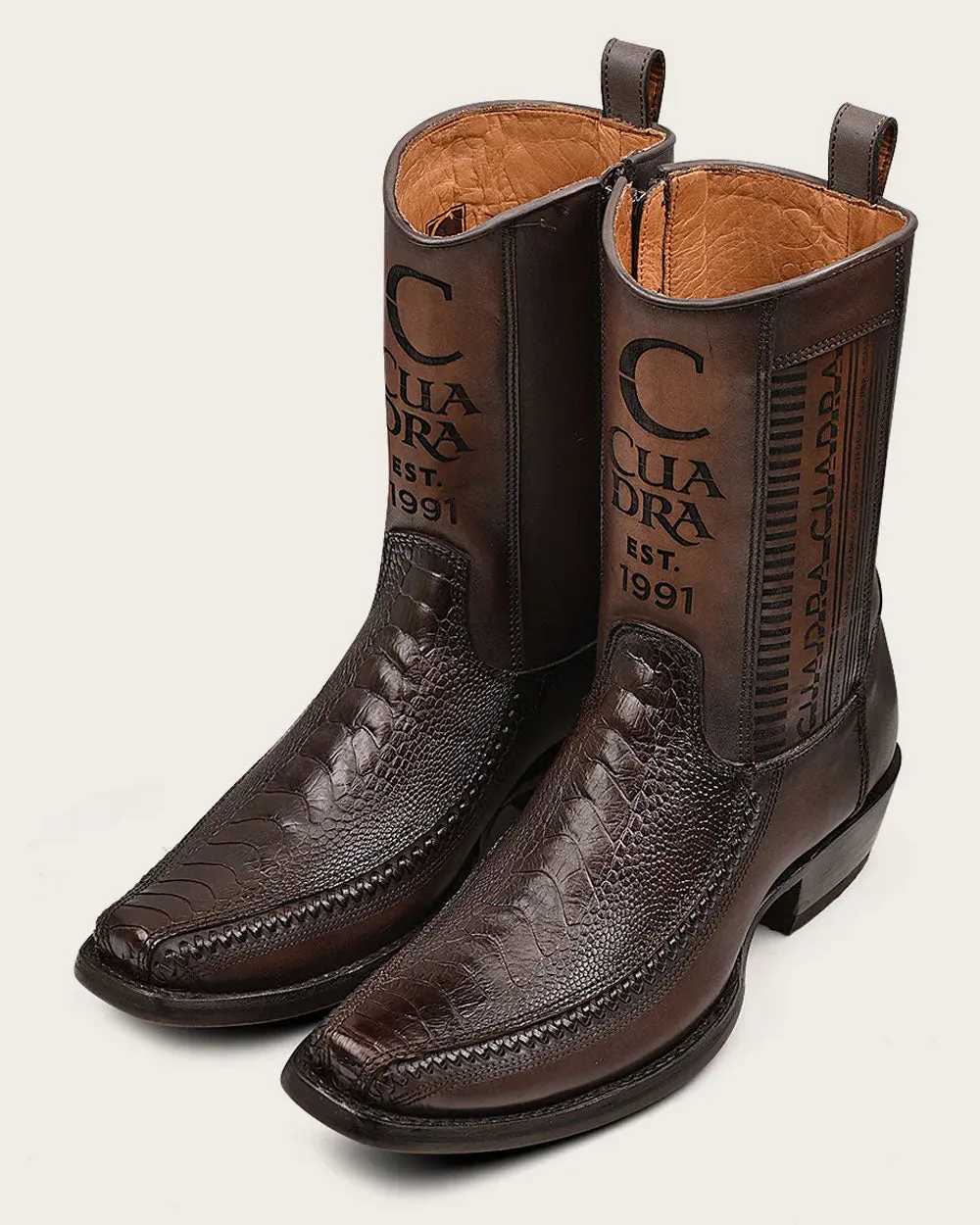 Urban brown ostrich leg boot